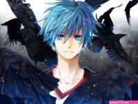 Download A Blue-Haired Boy Embraces His Anime Lifestyle Wallpaper