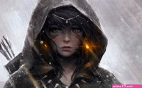 original characters guweiz digital art anime girls fantasy art archer hoods bow