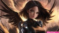 Download Cute Winged Alita Wallpaper