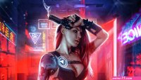 2560x1440 Cyberpunk Girl With Gun 4k 1440P Resolution HD 4k WallpapersImagesB