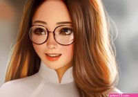 HD desktop wallpaper: Glass Smile Artistic Glasses Face Women Asian Brown