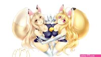 Wallpaper : kitsunemimi fox girl anime girls school swimsuits knee highs 192
