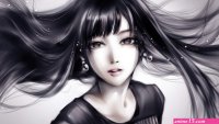 Wallpaper : monochrome long hair anime black hair black and white brown hai