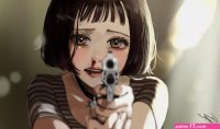 Mathilda Léon: The Professional choker blood weapon gun tears anime brow