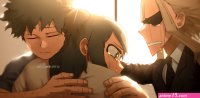 midoriya inko midoriya izuku yagi toshinori boku no hero academia black neck