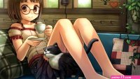 original characters knees legs smiling women with glasses anime anime girl