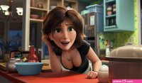 Aunt Cass cleavage Big Hero 6 cleavage cutout CGI cartoon digital art 3695