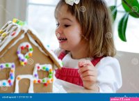 Toddler Girl with Gingerbread Cookie Stock Photo