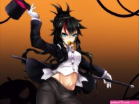 black hair blue eyes blush fi-san gloves hat long hair navel konachan.net