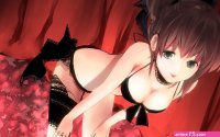 Wallpaper : anime girls red black hair cleavage original characters mouth