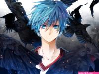 Download A Blue-Haired Boy Embraces His Anime Lifestyle Wallpaper
