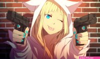 Cute girl with gun
