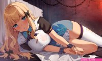 blue eyes bondage bow chain dress long hair pointed ears princess connect! sasak