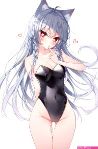 cat girl thighs anime girls portrait display cat ears heart heart eyes 150