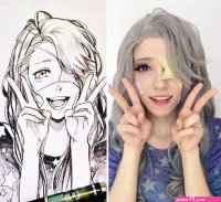 Star Cosplay Grey Hair Wavy Wig Cartoon drawings Anime sketch Portrait carto