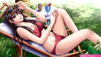 Trees grass Plants navel drinks sunglasses long hair anime