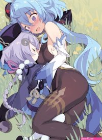 small breasts open mouth vision genshin impact thighhighs breast sucking
