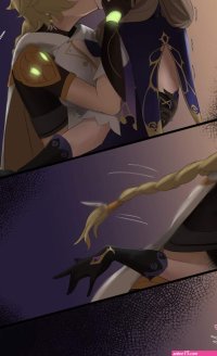 aether and lisa genshin impact drawn by hans-kun