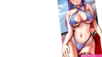 girl hot sexy beach sea ocean boobs anime 3840x2160
