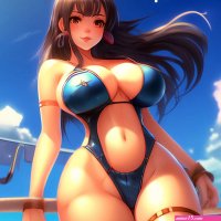 Sexualized anime girl bikini big image created in Shedevrum