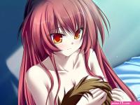 bed blush breasts cleavage game cg hug long hair magus tale nude orange eyes pink hair seera finis victoria tenmaso whirlpool