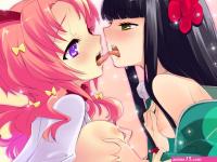 2girls alice parade animal ears breast grab breasts bunny ears bunnygirl game cg inemuri yamane kiss nipples unisonshift usagi luna hatsujou yuri