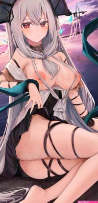 ru zhai arknights skadi arknights ass breasts feet garter nipples no bra nopan skirt lift witch