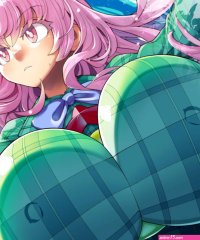 umigarasu hata no kokoro original touhou highres 1girl against glass breast press breasts breasts on glass huge breasts long hair nipples outdoors pink eyes pink hair