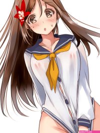 takase muu kantai collection amagi kancolle areola bottomless no bra see through seifuku wet clothes