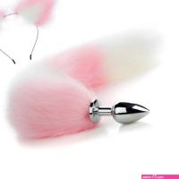 Pink Anime Sexy Cat Ear Headband Butt Plug Tail Set