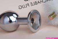 gray and white bunny tail butt plug tail deer tail plug kitten rabbit