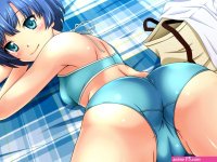 ano natsu de matteru ass blue hair cameltoe swimsuit tamanegi genpi tanigawa kanna