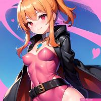 1girl Mature Belt Blush Breasts Cameltoe Gem Heart Highres Hyper Blossom Jacket Jewelry Leotard Long Hair Magical Girl Orange Ha 2160621365