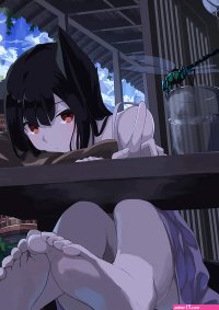 Cat girl anime anime girls dragonflies black hair barefoot leaves feet HD phone wallpaper