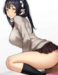 Cute Anime Elf-Girl In Short Skirt Facesitting On Ebony Slave For Her Oral Pleasure