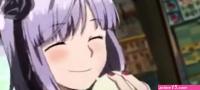 Anime girl eats garlic colored cum ice cream