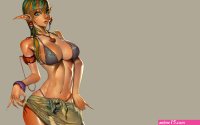 Wallpaper : simple background anime girls artwork big boobs cartoon green hair wet bikini pointed ears Alien1452 Kyoungseok Oh clothing supermodel muscle sketch art model 2400x1500