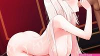 Cute Anime Girl kneels and Sucks Cock Hentai