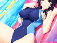 Wallpaper : Iizumi Wakoto Lovely x Cation big boobs one piece swimsuit swimming pool 1433x1075