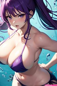 Anime Busty Huge Boobs 20s Age Angry Face Purple Hair Pigtails Hair Style Light Skin Warm Anime Underwater Side View Straddling Bikini 3690256520556680289
