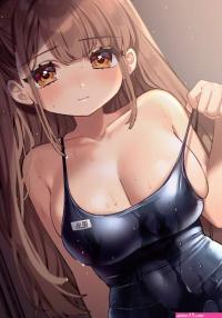 Sakura Yuki brunette big boobs anime anime girls digital art artwork 2D portrait display brown eyes one-piece swimsuit school swimsuits