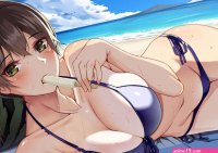 Hot Big Boobs Anime Girl Undressing Swimsuit