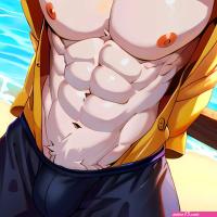 1boy Abs Absurdres Blue Eyes Closed Mouth Cowboy Shot Gojou Satoru Highres Jujutsu Kaisen Light Smile Looking To The Side 175339655