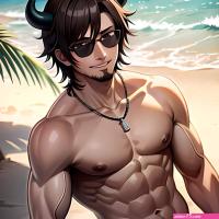 Naked Penis Dick Abs Atlas Vos Bara Beach Bracelet Brown Eyes Brown Hair Bulge Collarbone Commission Cow Horns Solo 1guy 2695818220