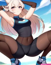 anime girl squat legs spread