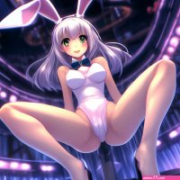 Anime bunny girl with her legs spread image created in Shedevrum
