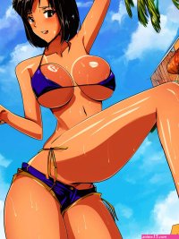 Porn image of big balls anime big cock short shorts tan lines futanari veiny dick created by AI