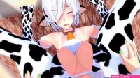 The girl cow decided to give milk to her friend