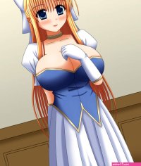 highres blush breasts cleavage dress large breasts princess smile