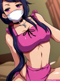 Porn image of black white cosplay thigh socks necklace anime choker created by AI